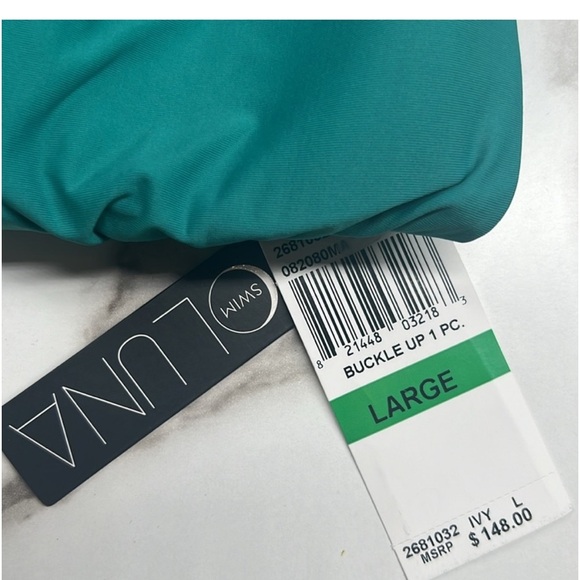 LUNA SWIM Bandeau One-Piece, Buckle Up Ivy Size L NWT - Picture 6 of 10